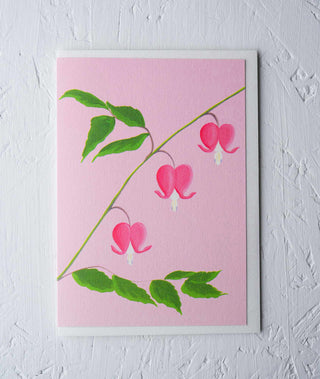 bleeding heart floral greeting card Stengun Drawings