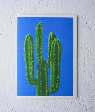 cactus blue background botanical greeting card Stengun Drawings