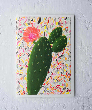 cactus with a terrazzo background botanical greeting card front Stengun Drawings