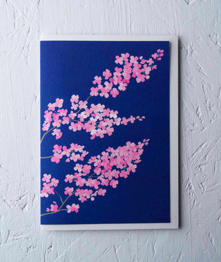 Cherry Blossom Botanical Greeting Card - Stengun Drawings