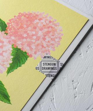 Columbia Road Hydrangea Floral Greeting Card - Stengun Drawings