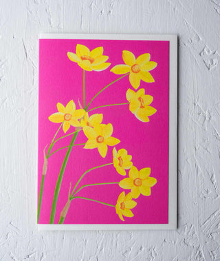 Daffodils Floral Greeting Card - Stengun Drawings