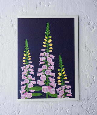 Foxglove Floral Greeting Card - Stengun Drawings