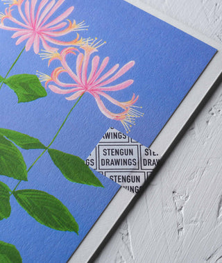 Honeysuckle Floral Greeting Card - Stengun Drawings