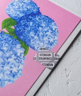 Hydrangea Floral Greeting Card - Stengun Drawings