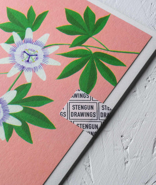 Passion Flower Botanical Greeting Card - Stengun Drawings