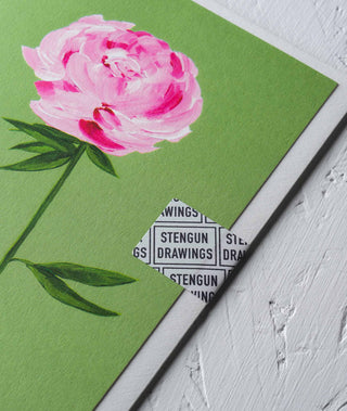 Peony Floral Greeting Card - Stengun Drawings