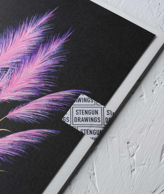 Pink Pampas Botanical Greeting Card - Stengun Drawings