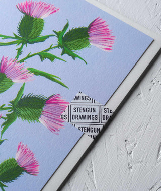 Skye Thistle Botanical Greeting Card - Stengun Drawings