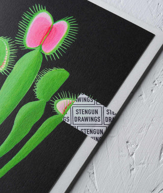 Venus Flytrap Botanical Greeting Card - Stengun Drawings